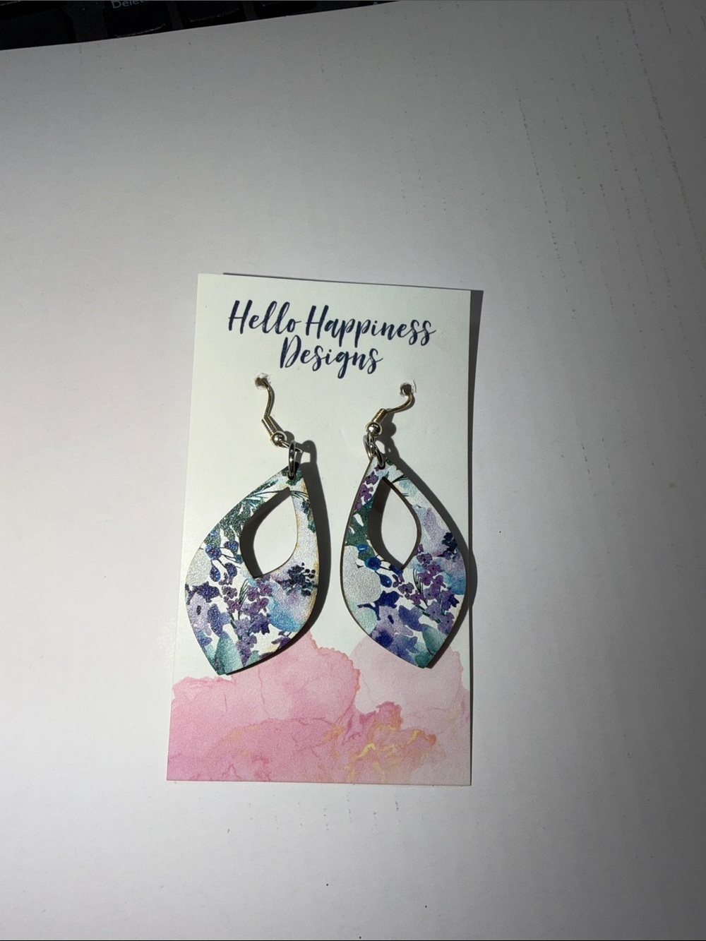 Blue & Purple Floral Teardrop Earrings